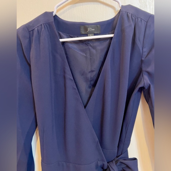 J. Crew navy blue wrap dress.  V-neck 3/4 sleeve fully lined. Perfection. Size 2 - Picture 3 of 7